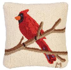 Cardinal on White Pillow 14 x 14"