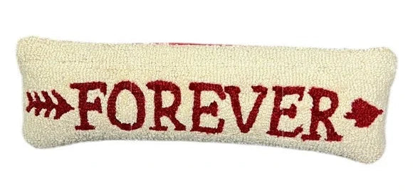 Decorative pillow with 'FOREVER' text on a white background