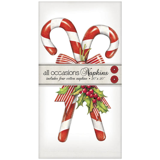 Candy Canes with Holly Napkin Set of 4