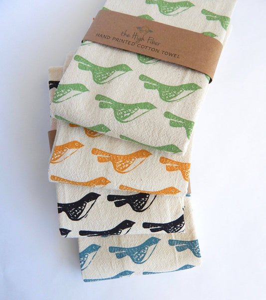 Birds Blue Printed Tea Towel