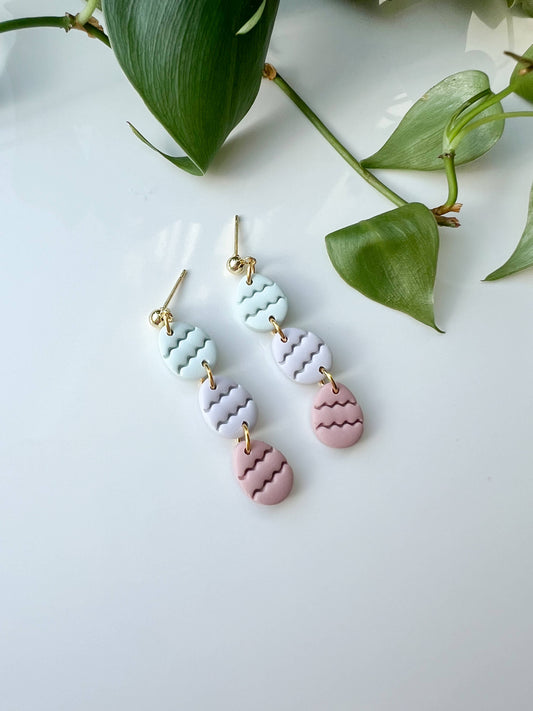 Triple Easter Egg Dangle Earrings