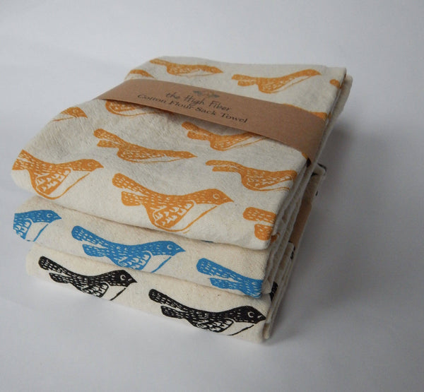 Birds Blue Printed Tea Towel