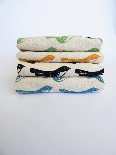 Birds Blue Printed Tea Towel