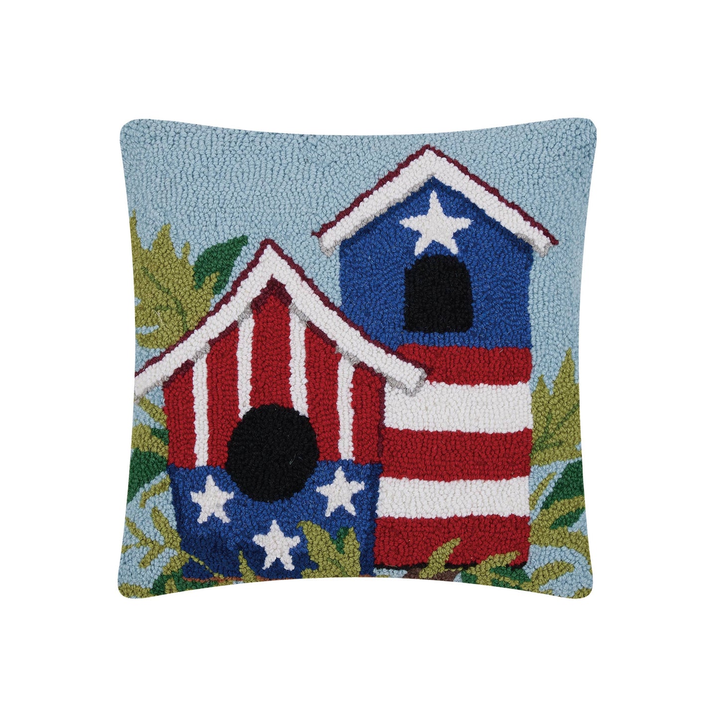 Americana Bird House Hooked Pillow