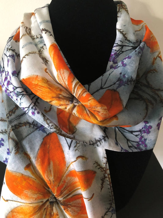 Day Lilies Cotton Scarf