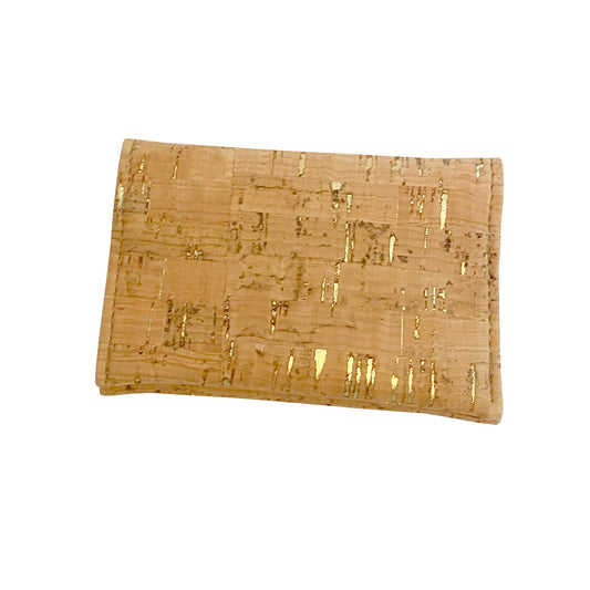 Bamboo wallet with gold accents on a white background