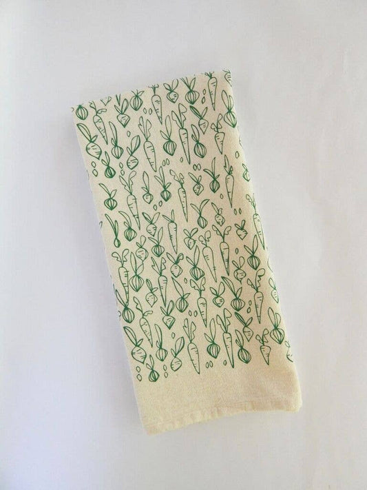 Root Vegetable Printed Tea Towel