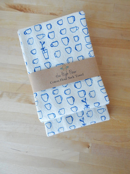 Teacups Printed Tea Towel