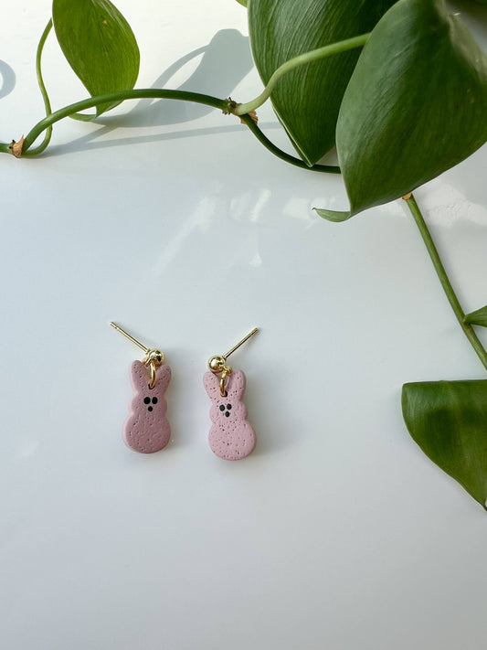 Pink Marshmallow Peep Earrings