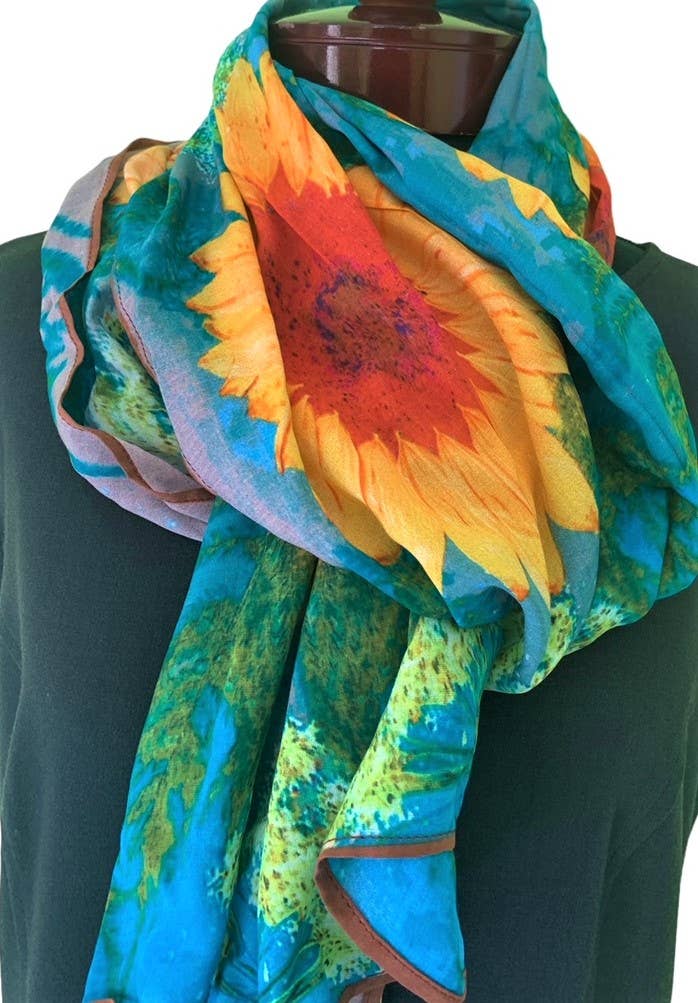 Joyous Sunflowers Cotton Scarf