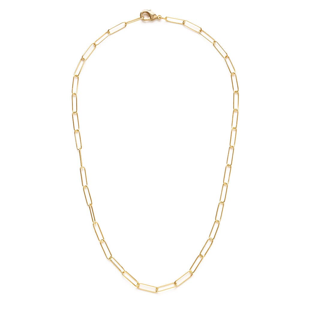 Gold chain necklace on a white background