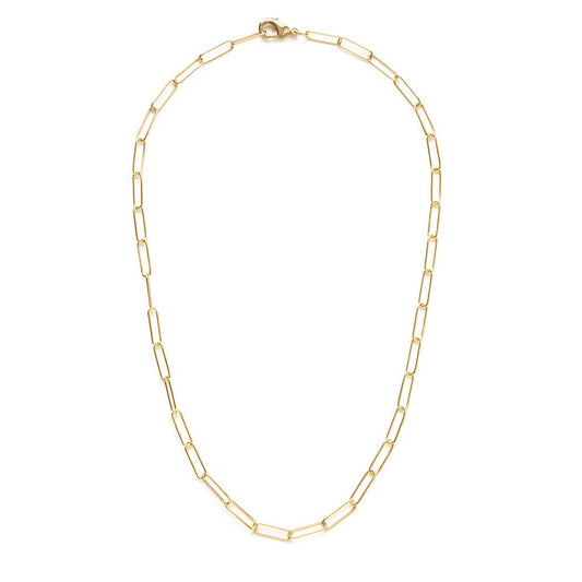 Gold chain necklace on a white background