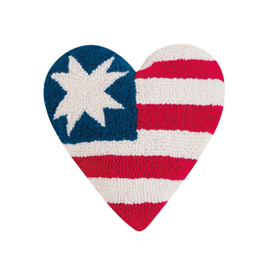 Heart Shape Flag Hooked Pillow