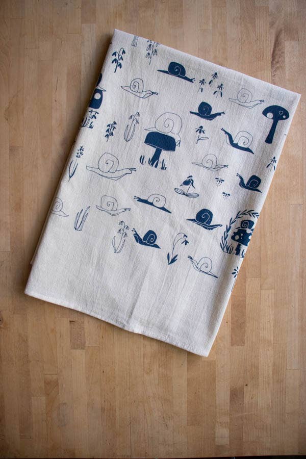 Snails Printed Tea Towel