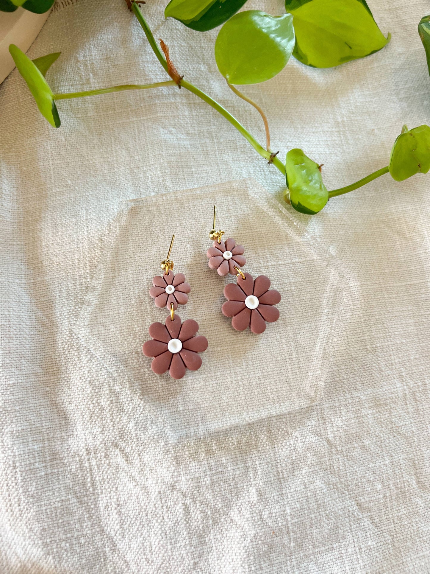 Double Flower Dangle Bright Daisy Dangles