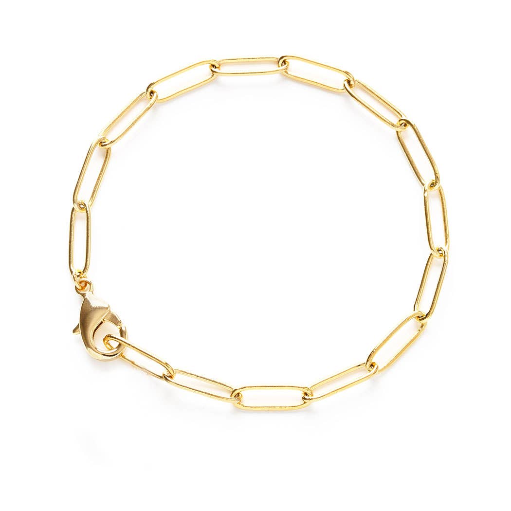 Gold chain bracelet on a white background