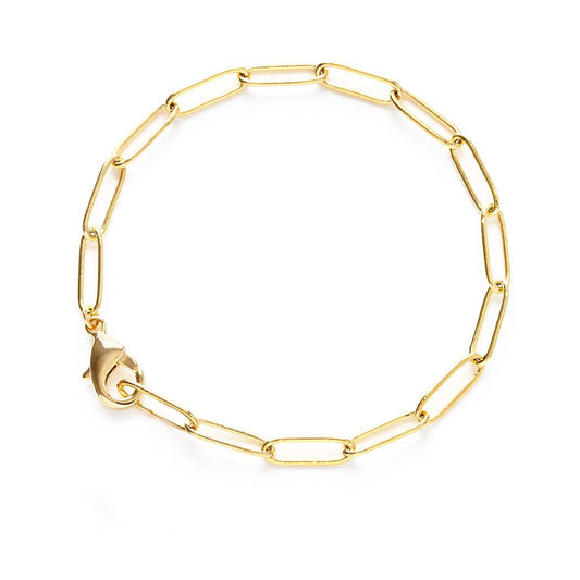 Gold chain bracelet on a white background