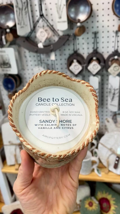 Footprints in the Sand Ceramic Candle