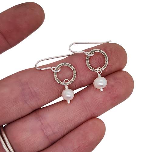 Tiny Circle Pearl Earrings