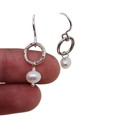 Tiny Circle Pearl Earrings