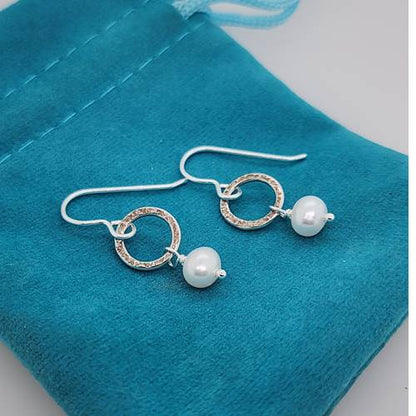 Tiny Circle Pearl Earrings
