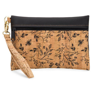 Black Floral Wristlet Handbag