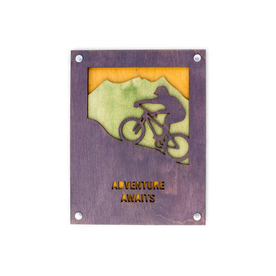 Woodcut Wall Art - 8x10 Mountain Bike