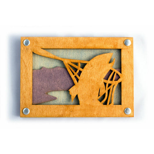 Woodcut Wall Art - 5x7 Fish Gold