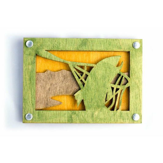 Woodcut Wall Art - 5x7 Fish Green