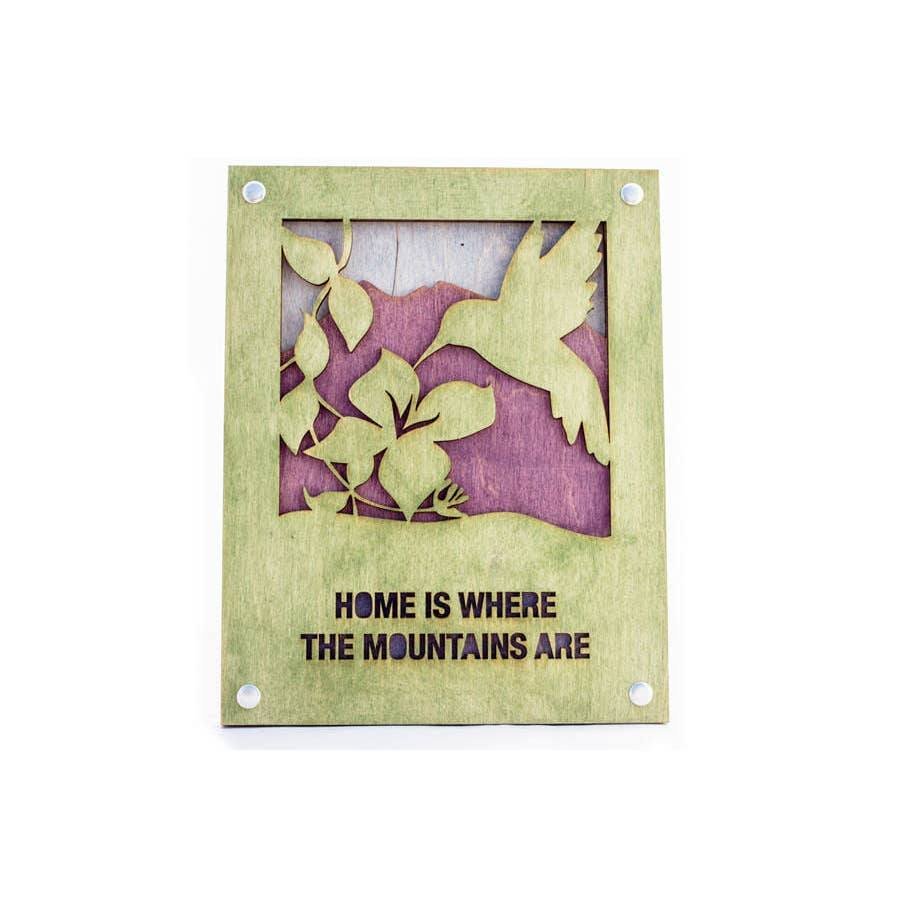 Woodcut Wall Art - 8x10 Hummingbird