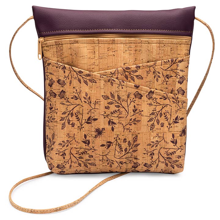 Wine Floral Cork Cross Body Bag