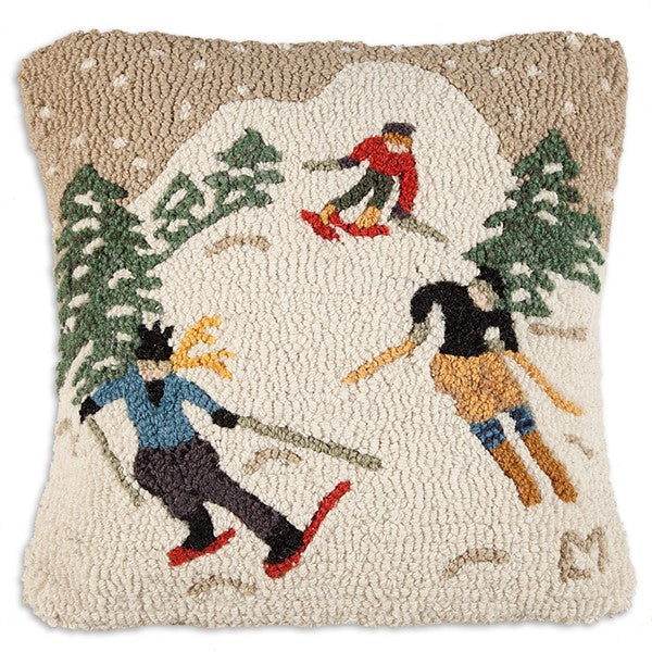 Schuss Downhill Skiing Pillow  18 x 18"