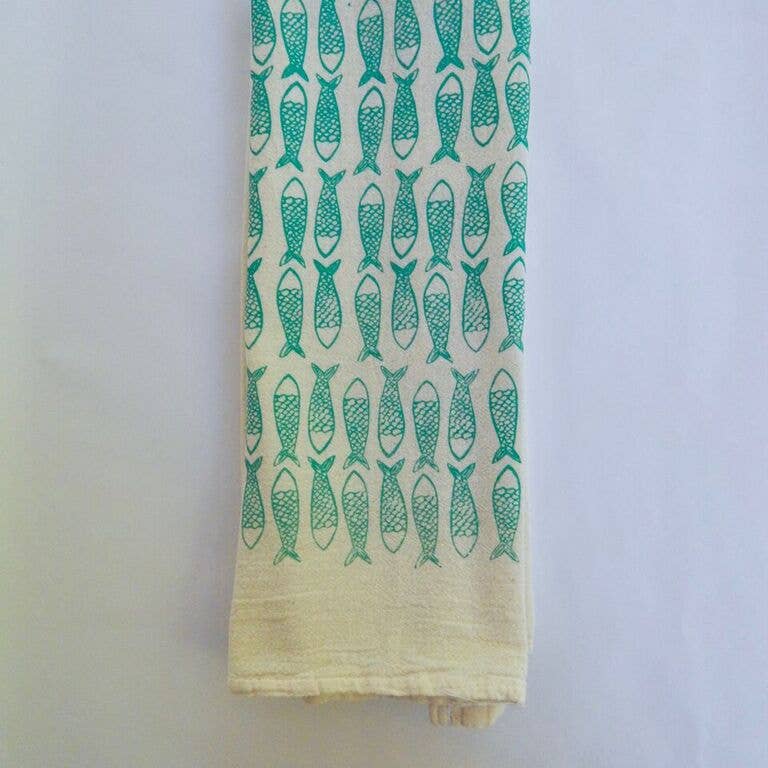 Turquoise Fish Tea Towel