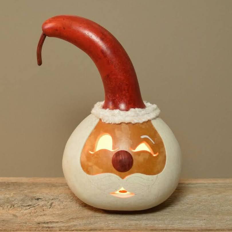 Kringle Santa Head Gourd Luminary