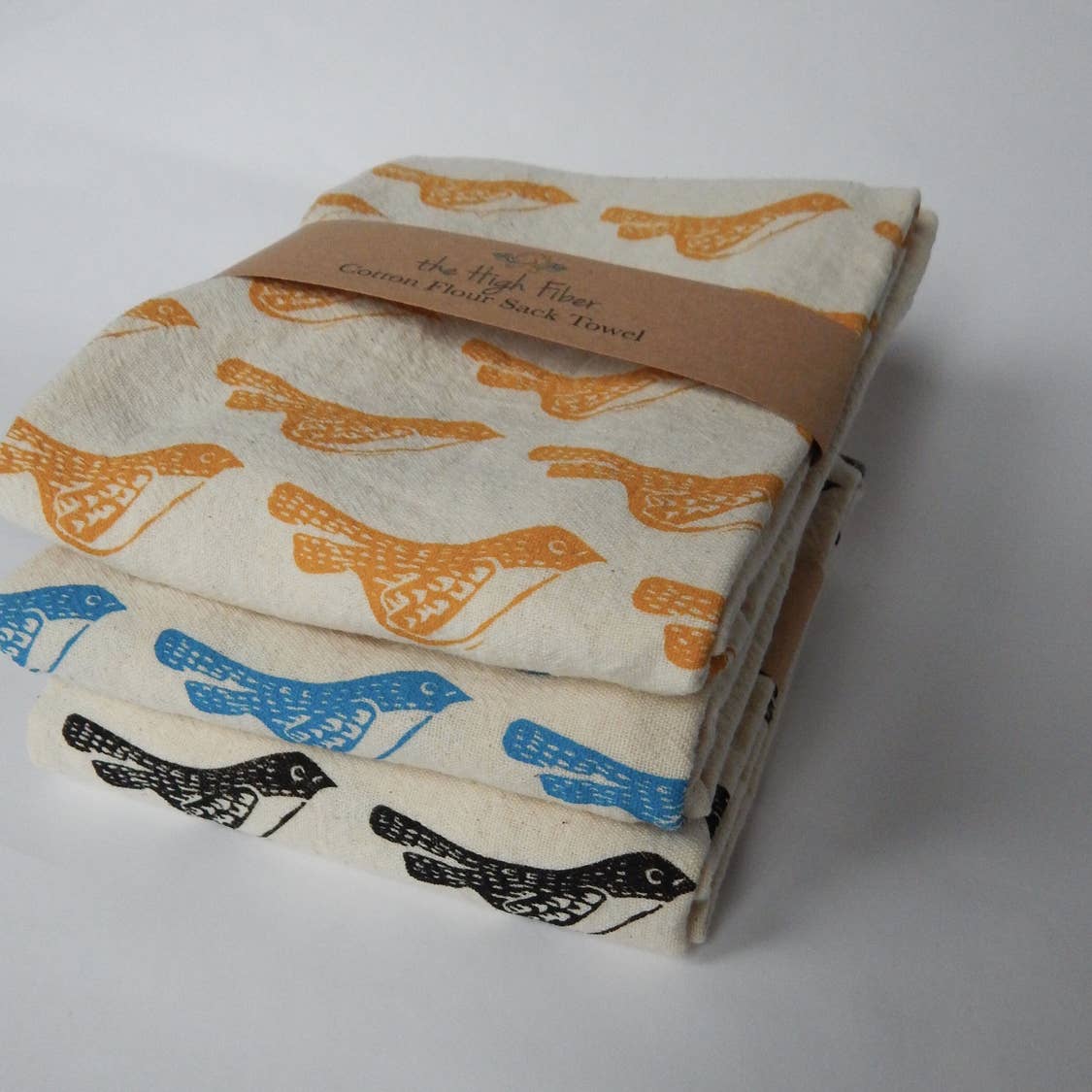Birds Blue Printed Tea Towel