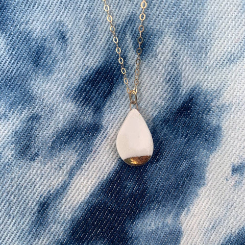 Teardrop Necklace Gold-White