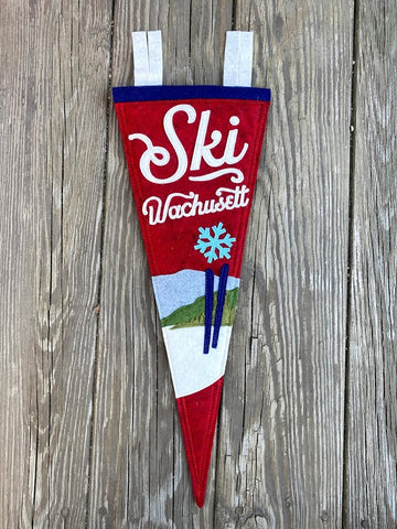 Dark Red Ski Wachusett Pennant