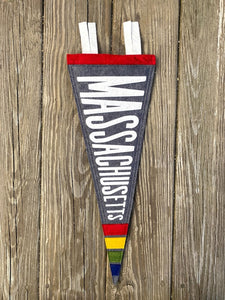 Dark Gray Massachusetts Stripe Pennant