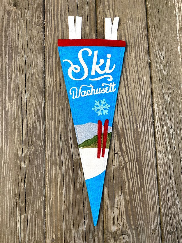 Bright Blue Ski Wachusett Pennant