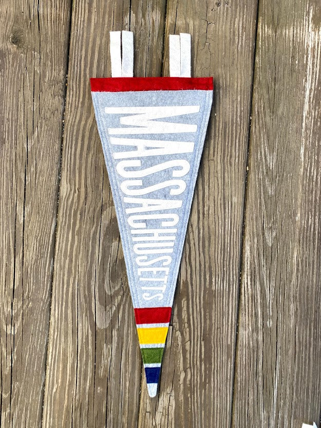 Light Heather Gray Massachusetts Stripe Pennant