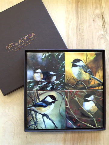 Chickadees Coaster Set