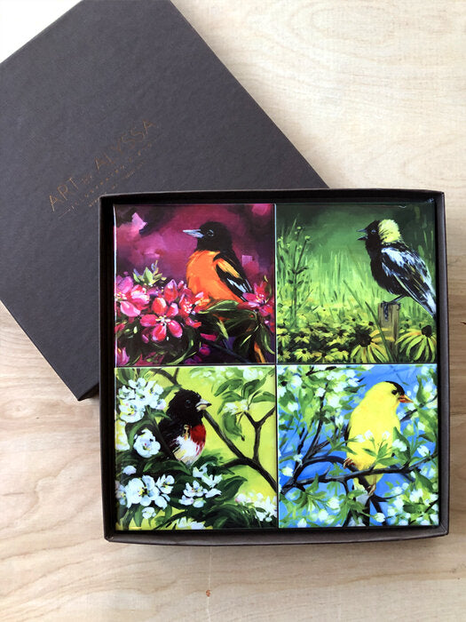 Flower Power Birds Coaster Set