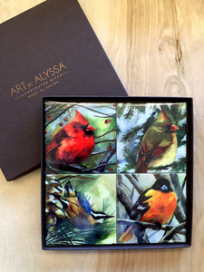 Winter Birds Coaster Set