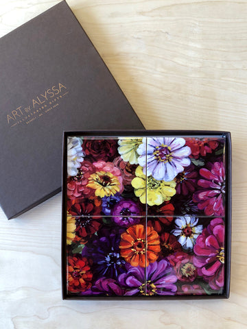 Zinnias Coaster Set