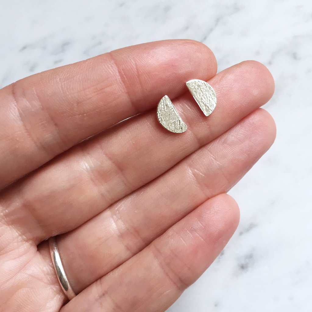 Sterling Silver Half Moon Studs