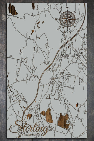Gray Sterling Wooden Map