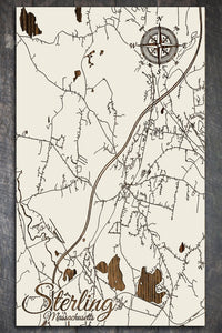 Cream Sterling Wooden Map