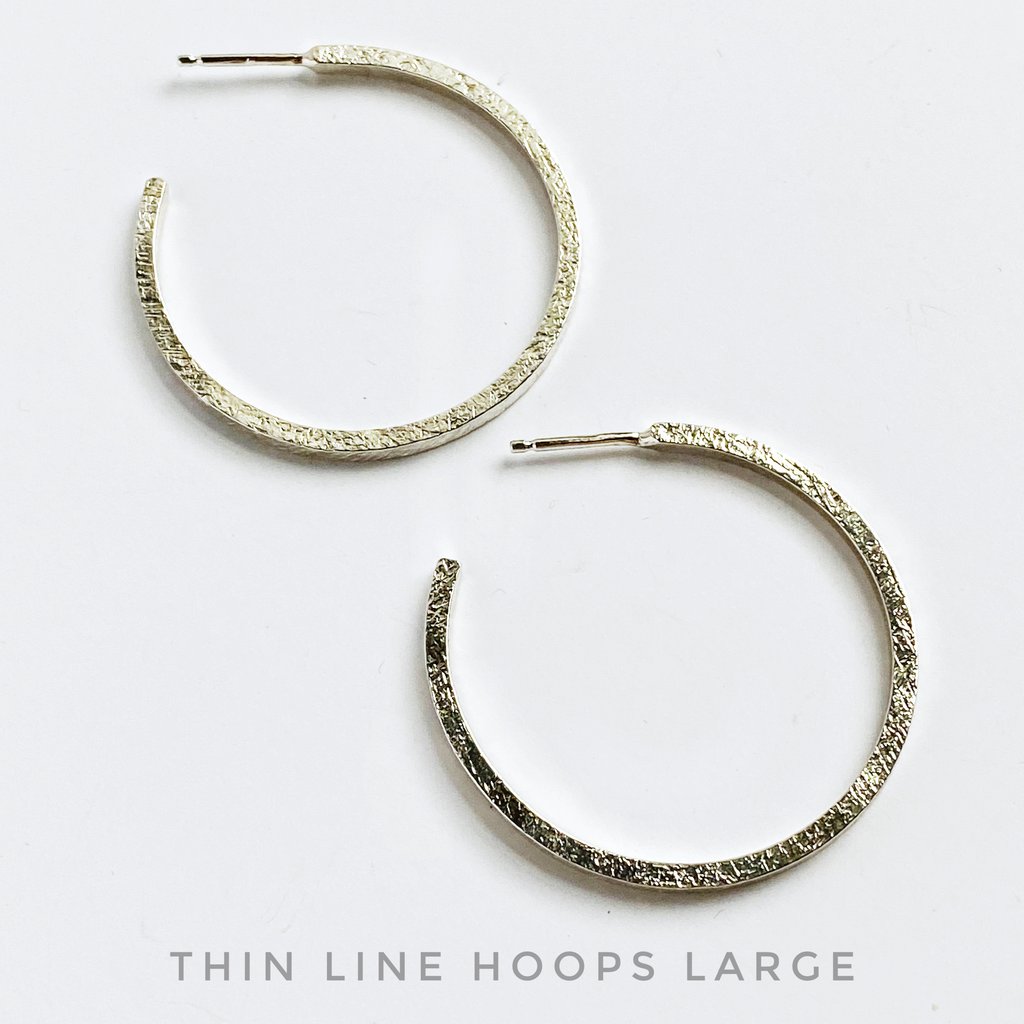 Large Silver Thin Line Hoops