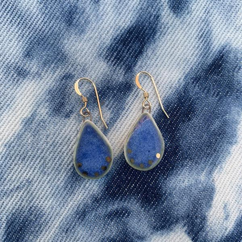 Teardrop Earrings Gold-Blue