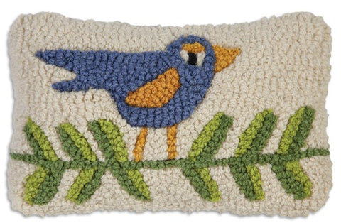 Blue Bird on a Branch Pillow 8 x 12"
